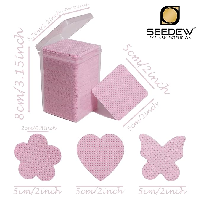 200 Pieces Pink Lash Glue Wipes, Nail Wipes, Butterfly Shape Lint Free Magic Wiper Cloth, Lash Extension Supplies (1 Box) (Simple Packaging)-(Pink Butterfly Shape)