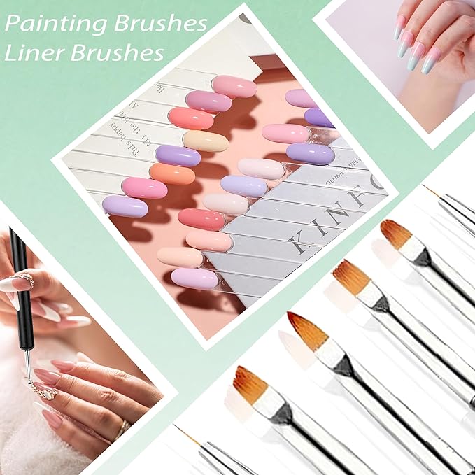 11Pcs Nail Art Painting Tools Set - 6 Pcs Double Ended Nail Art Painting Brsuh Dotting Pen and 5 Pcs Nail Art Liner Brushes