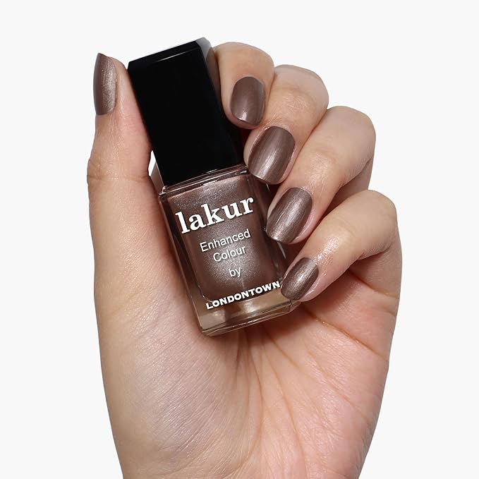 LONDONTOWN lakur Nail Polish - Chip-Resistant, Non-Toxic, Conditions & Hydrates Nails | Shimmery Bronze Pearl, Nightcap, .40 fl oz