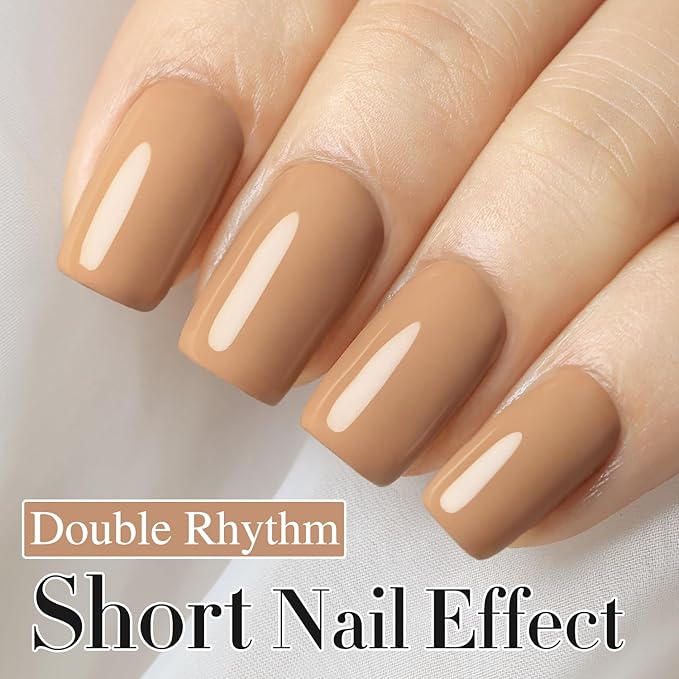Double Rhythm Gel Polish 15ML Jelly Sheer Pastel Light Milky Color Pearl White Bottle 1 PC 0.5 OZ Full Size Nail Art Salon at Home (Deep Nude-D1441)