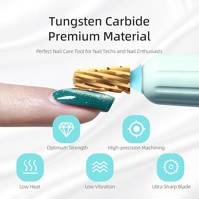 4XC Safety Tapered Nail Drill Bits,Titanium Coating Rounded Barrel Carbide Nail Bit, 3/32 Two-way Rotate, Electric Drills Accessories Hard Gel Acrylic Powder Remover Tool (4XC, titanium)