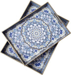 Boho Decorative Tray, Modern Blue Serving Tray by Umisriro