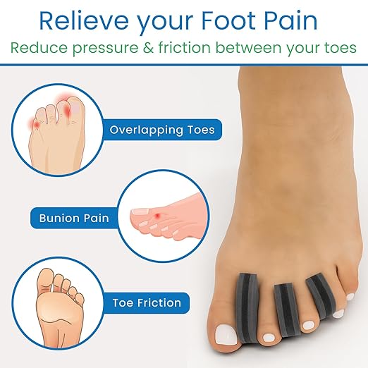 VIVEsole Foam Toe Separators for Women & Men (20 Pack) - Spacers for Bunions, Corns, Blisters, Overlapping Toes & Hammer Toe Pain Relief - Cushion Pads Prevent Friction & Reduce Pressure