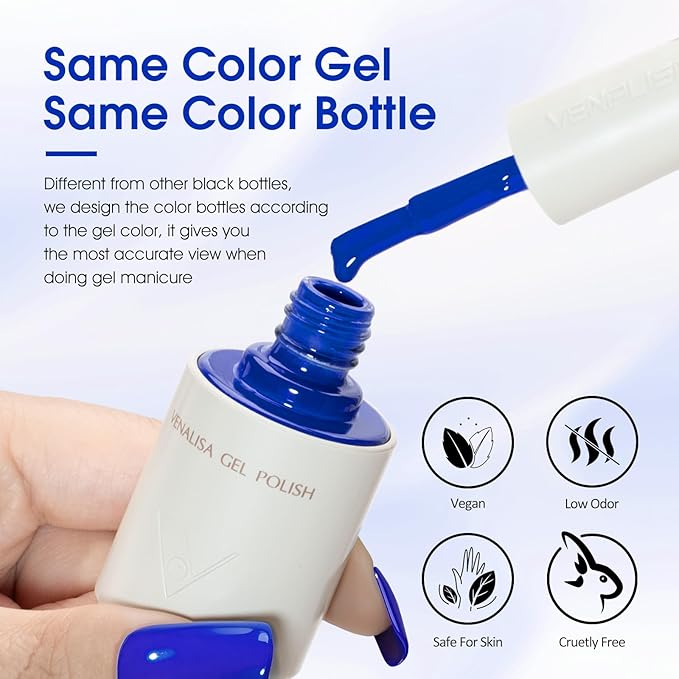 VENALISA Gel Nail Polish Set, 5 Colors 10ML Gel Polish Kit Red Orange Purple Dark Green Navy Blue Color Soak Off Salon Manicure DIY at Home Nail Art For Girls Women