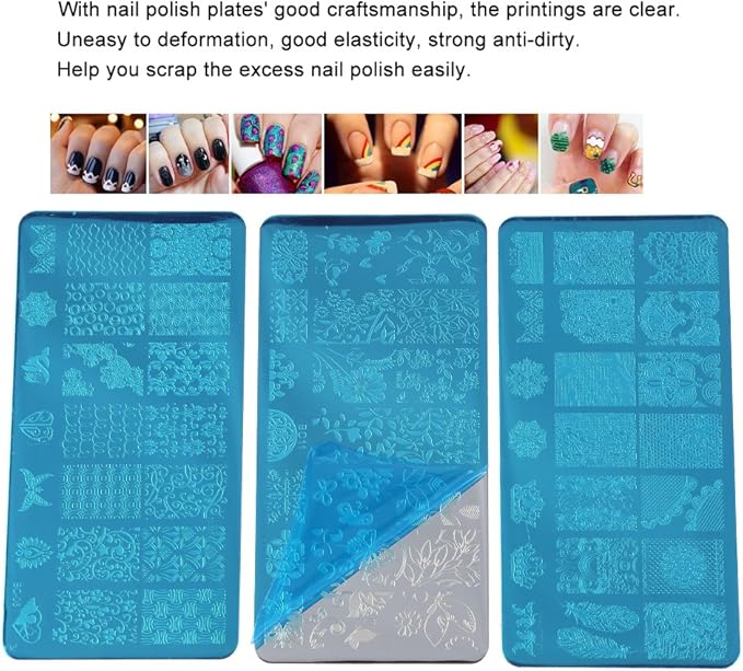 Manicure Stamp Stencils, Nail Stamping Plates Set, Nail Plate Template for Women Nail Art Decoration Manicure, Stencil Nails Tool, Flower Forest Image Plate Nail Art Stamper Scraper Nails Tool