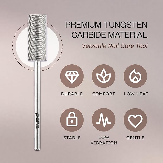 PANA Flat Top Small Barrel 3/32" Shank Size - (Silver, Extra Fine Grit) - Fast remove Acrylic or Hard Gel Nail Drill Bit for Manicure Pedicure Salon Professional or Beginner