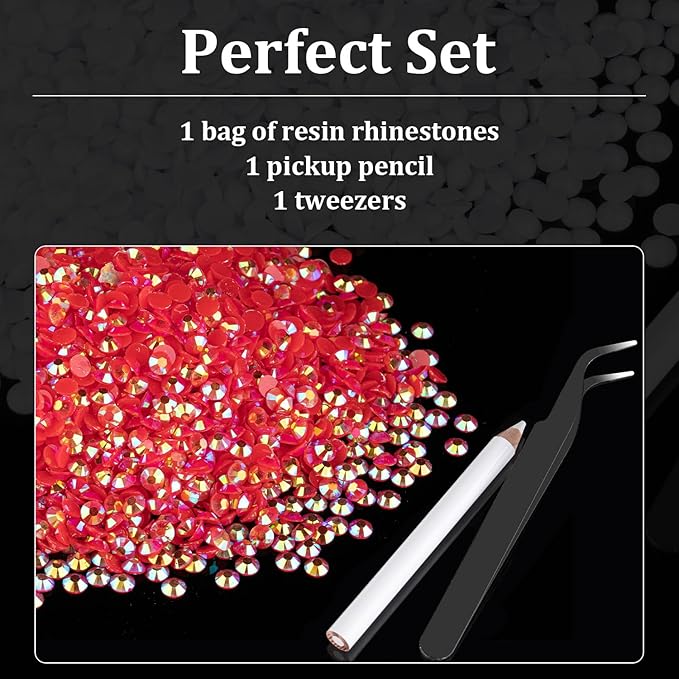 6000pcs 4mm Resin Rhinestones Bulk, Red AB Flatback Round Jelly Rhinestones Bedazzling Non Hotfix Crystal Gems Large Quantity Wholesale for DIY Crafts Clothes Bottles Tumblers Face Makeup Manicure