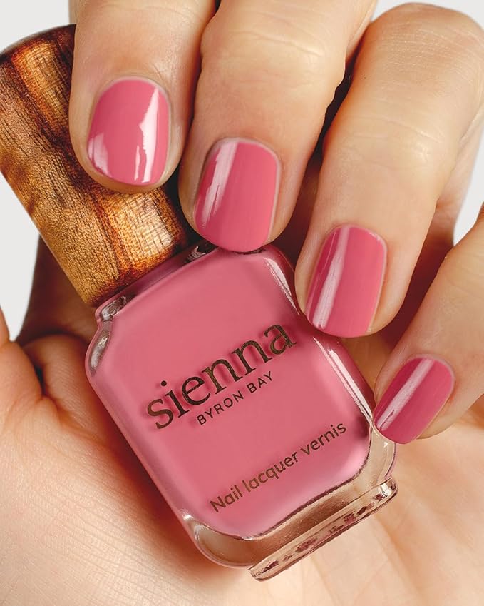 Sienna Byron Bay Blossom Mid-Tone Pink Natural Nail Polish, Long-Lasting, Vegan & Cruelty-Free, 10ml – .34 fl oz.