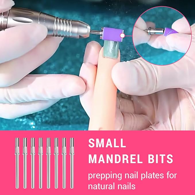 8Pcs Small Sanding Band Nail Drill Bit, 3.1 MM 3/32 Shank Mini Mandrel Nail Bit
