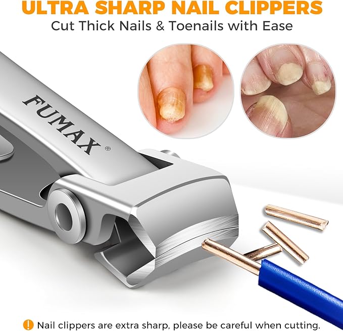 Nail Clippers for Men Thick Nails with Catcher, Large Toe Nail Clippers for Thick Toenails for Seniors with Wide Jaw Opening, Sharp Fingernail Clipper Cutter Set with Long Handle Gifts for Men Women