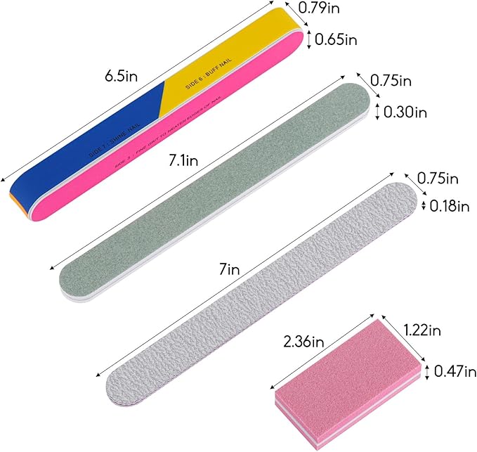 Nail Files and Buffers Set- 32Pcs Manicure Tools Emery Board for Nails, 100/180 Grit, Multiple Sides