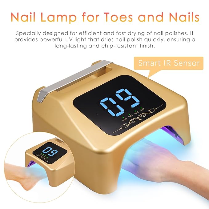 72W UV LED Nail Lamp Quick Drying Gel Nail Dryer with 4 Timer Settings Smart IR Sensor Nail UV Light for Gel Polish Gel Curing Lamp for Toes Nails Compatible with All Gel Type