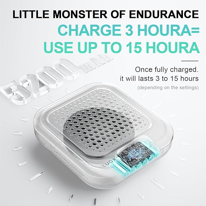 L'UGX Rechargeable Nail Dust Collector for Acrylic Nails, 10-Gear Professional Nail Vacuum Duster Extractor Cleaner With 2 Reusable Filters for Salon Use,Powerful