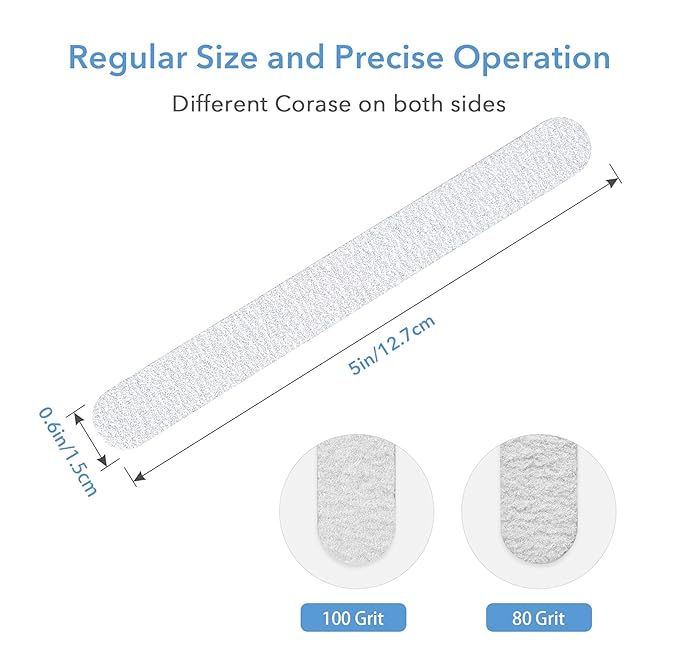 Nail Files, 50 PCS Fingernail Files 80/100 Grit Double Sided Emery Boards for Natural Nails - Professional Nail File Bulk Washable Manicure Tool Travel Size