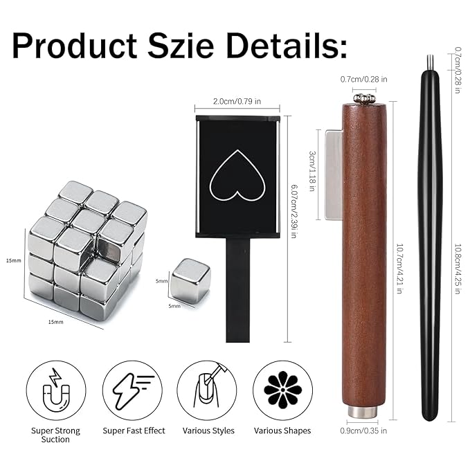 38 PCS Cat Eye Magnet For Nails Cat Eye Gel Nail Polish Magnet 3 IN 1 Cat Eye Magnetic Nail Polish Wand Multifunctional Nail Art Magnet Manicure Design Tools DIY Salon Accessories