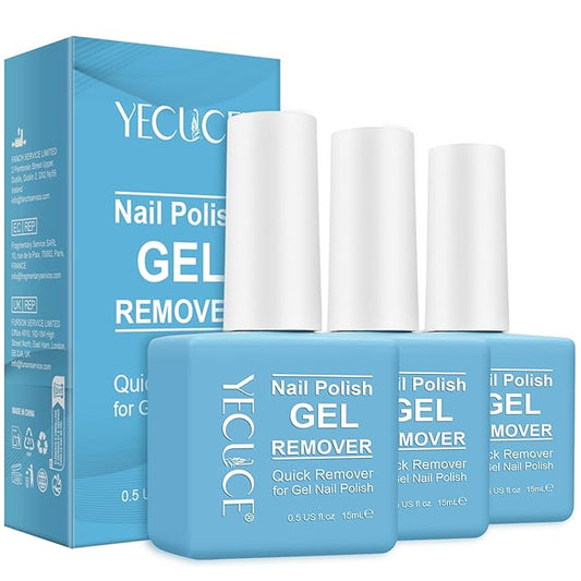 Gel Polish Remover, (3pcs) Gel Nail Polish Remover, No Need for Foil, Quick & Easy Polish Remover In 3-5 Minutes, No Need Soaking Or Wrapping-0.5floz
