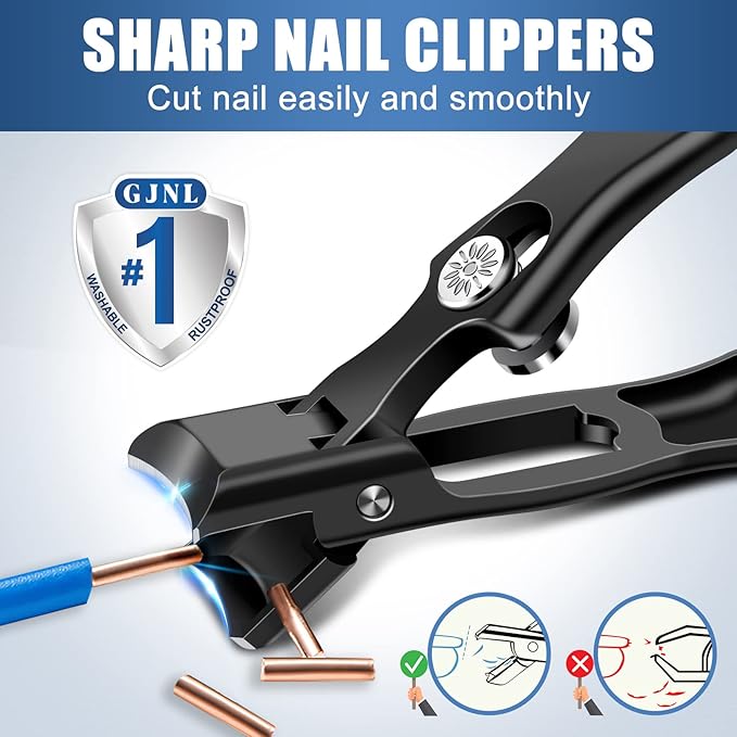 German Nail Clippers for Men with Catcher, Stocking Stuffers for Men Large Toenail Clippers for Thick Nails, Heavy Duty Ultra Anti-Splash Toe Nail Cutter, Christmas Xmas Presents Gifts for Adults