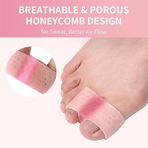 Toe Separator for Women and Men, Breathable Gel Bunion Corrector for Big Toe, 4 Pcs Big Toe Spacer for Bunions, Overlaps, Deformed Toes - Pink Small
