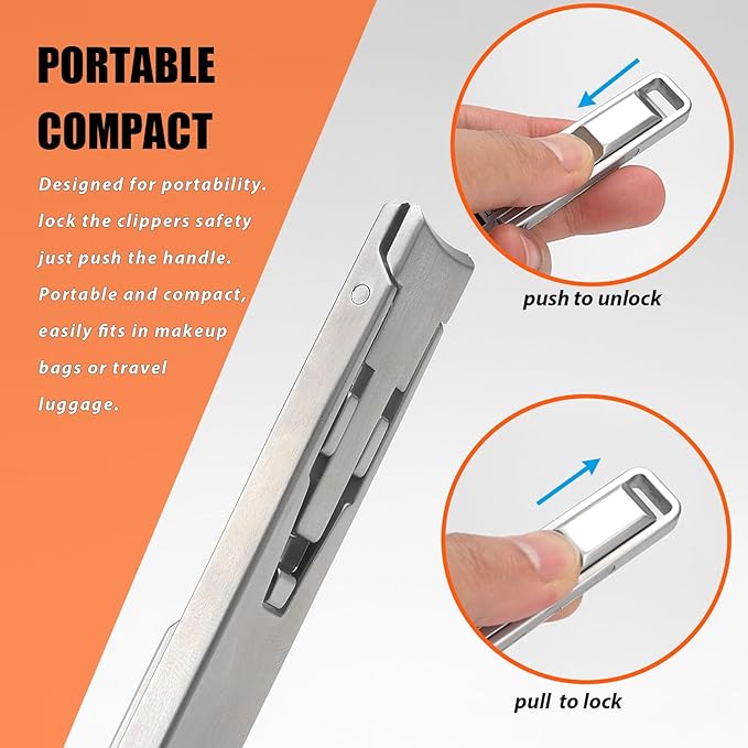 Nail Clipper for Thick Toenails and Fingernails, Portable Toenails Clippers for Seniors, Nail Cutter with Catcher, Nano Glass Nail Buffer, Gifts for Stocking Stuffers Men Women