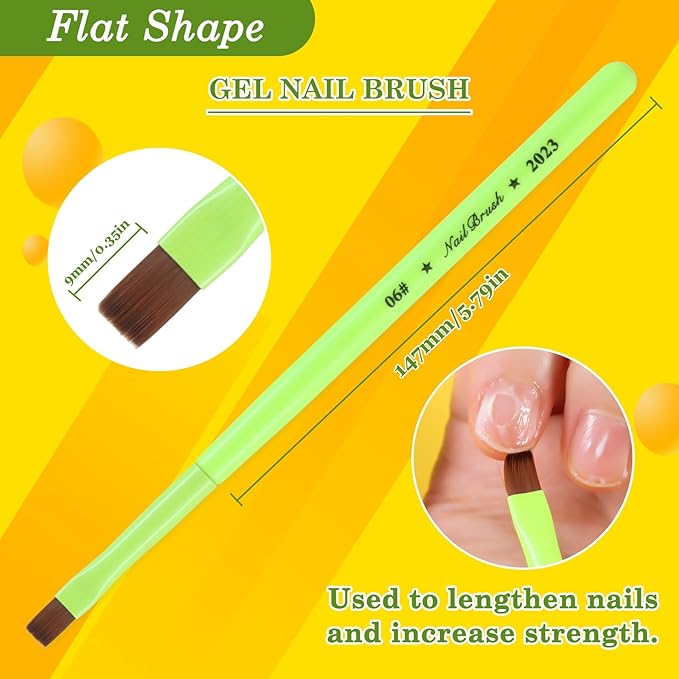 3PCS Nail Clean Up Brushes for OPI Nail Polish Remover, Brushes for Cleaning Polish Mistakes on the Cuticles, Acetone Resistant Nail Brush for Nail Art and Designs（Fluorescent Green ）