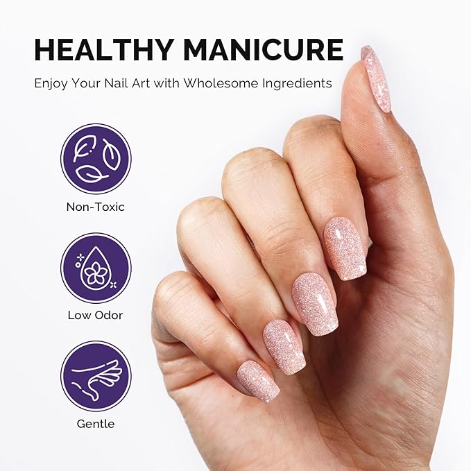 MelodySusie Galaliver Glitter Gel Nail Polish, 15ML Sparkly Shimmer Gel Polish Soak Off UV LED Cured Long Lasting Gift for Women DIY Nail Design Nail Art Manicure Bright Pink X04