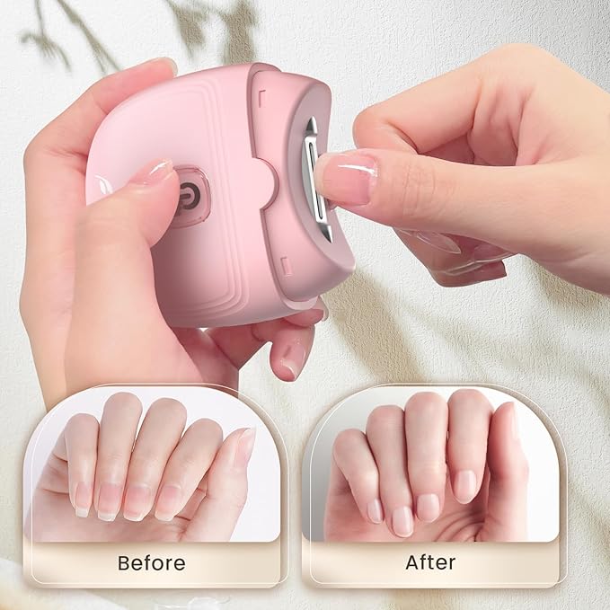 Electric Nail Clipper, Automatic Nail Clipper with 2 Speeds, Rechargeable Nail Clippers with Light, Electric Nail Clippers Nail File Fingernail Trimmer Safety for Babies Kids Adults Seniors Weak Hands