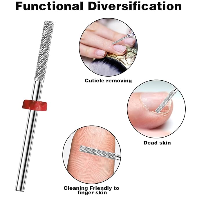 2Pcs Nail Drill Bits, Nail Drill Bits Cuticle Bit for Nail Drill Suitable for Electric Nail File, Nail Bits Cuticle Drill Bits for Nails Cleans Dead Nail Supplies Carbide Drill Bits Remover