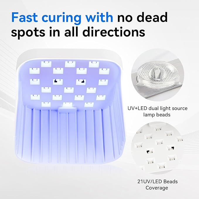 JODSONE U V LED Professional Nail Art Lamp Large Space for Foot Nail, Sensor 3 Timing Modes for DIY at Home, White