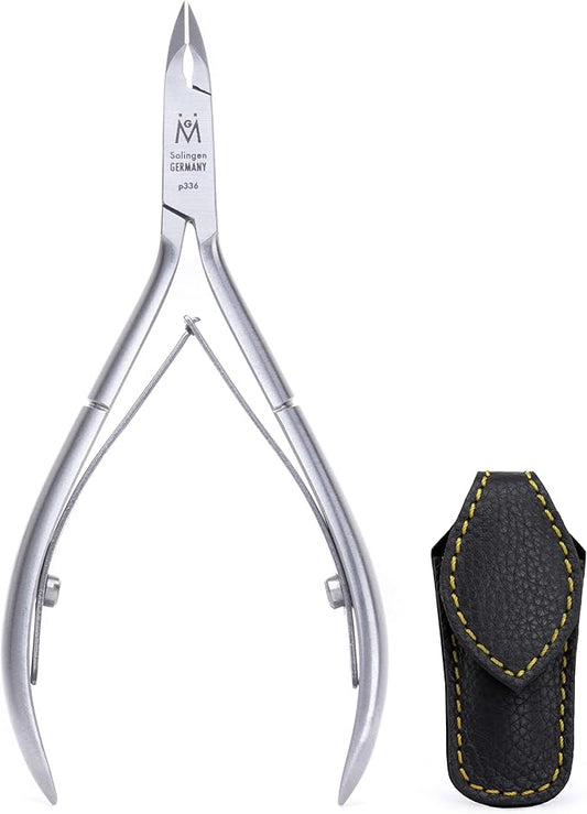 GERMANIKURE Luxury Cuticle Nipper in Leather Case, Double Sharpened, Ethically Made in Solingen Germany