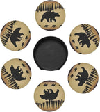 Polar Bear Pine Tree Premium Leather Coasters Set of 6 - Image 2