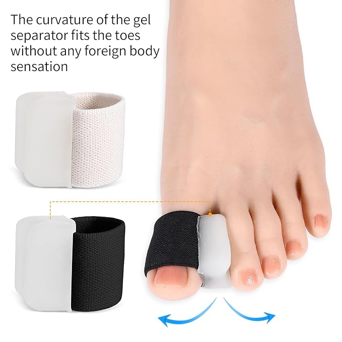 8 Pcs Gel Toe Separators Foot Toe Spacers Corrector Silicone Spreader for Bunions Overlapping Toes Pedicures Nail Art Tools for Men and Women