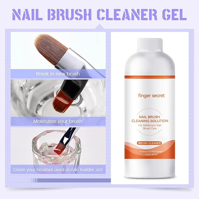 Nail Brush Cleaner Acrylic Nail Brush Cleaner Professional Efficient Painting Brush Cleaning Solution Acrylic Solution120ml/4floz painting Brush Restorer For Nail Gel Nail Art Brushes
