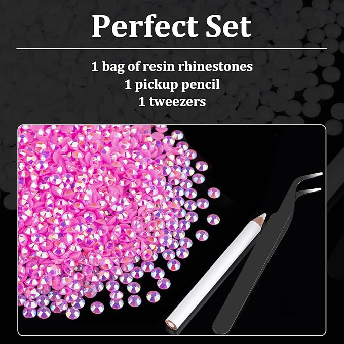 5000pcs 5mm Resin Rhinestones Bulk, Pink AB Flatback Round Jelly Rhinestones Bedazzling Non Hotfix Crystal Gems Large Quantity Wholesale for DIY Crafts Clothes Bottles Tumblers Face Makeup Manicure