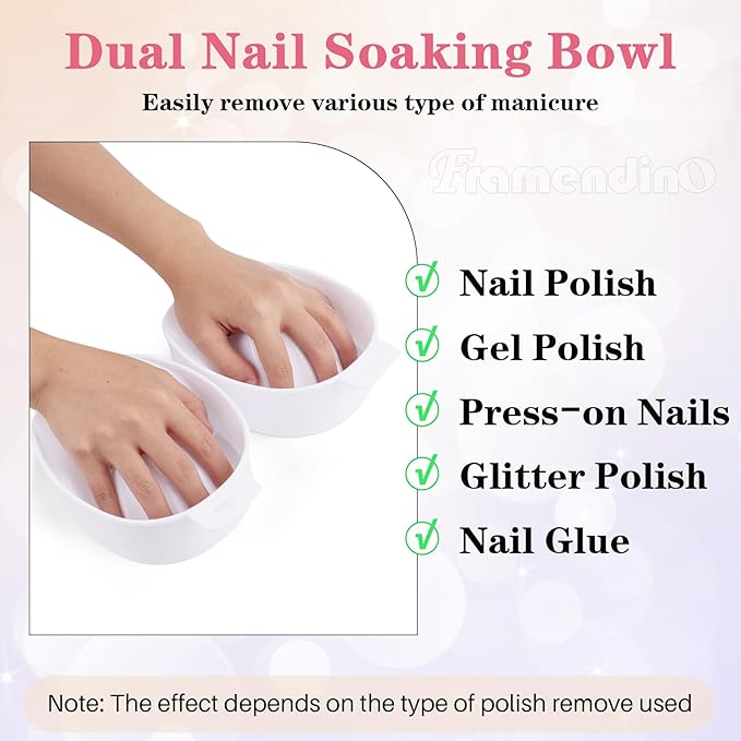 Framendino, 2 Pack White Nail Soak Tray Manicure Bowl Soaker Bowls