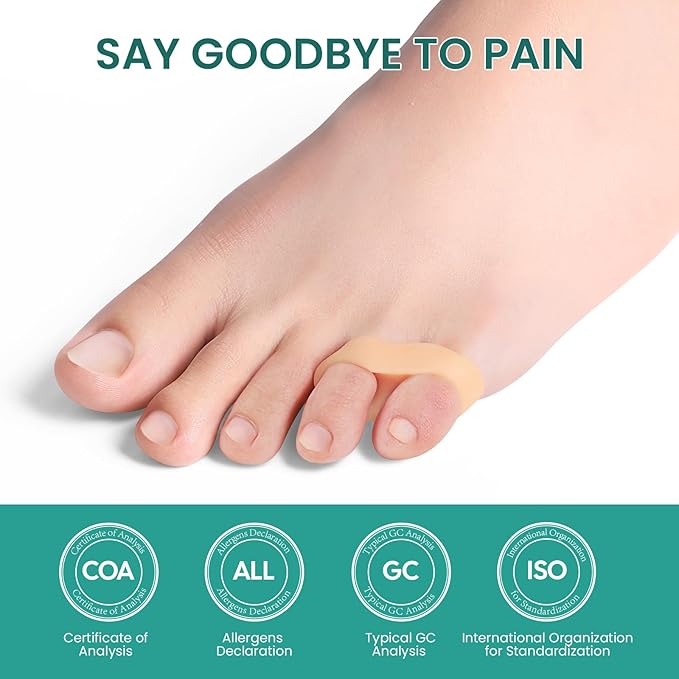 Welnove Tailor's Bunion Corrector Pads - 8 Pack Pinky Toe Protector for Overlapping Toe, Bunion Cushion with Separator for Women Men, Gel Shield for Foot Pain Relief, Beige(Sport Spacers)