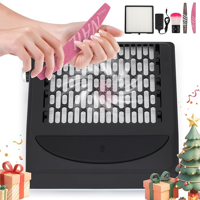 BAOSHISHAN Nail Dust Collector, Professional 100W Nail Vacuum Dust Extractor with Reusable Filter, Nail Tech Vacuum Dust Fan Perfect for Salon Home Use