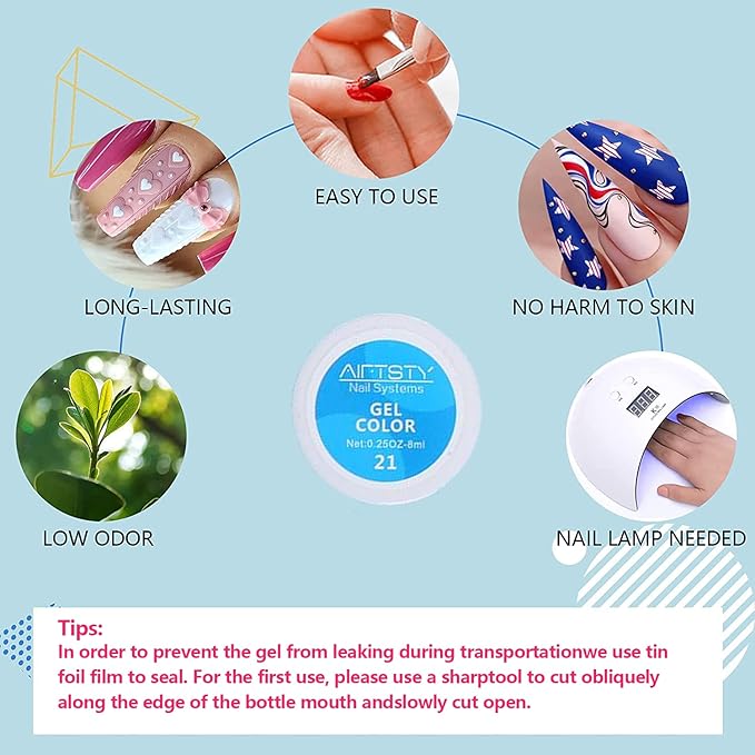 36 Colors Gel Paint Kit, Solid Gel Nail Polish Set with Nail Brush for Nails Art Whole Set Starter Manicure Nail Art Design Salon DIY at Home