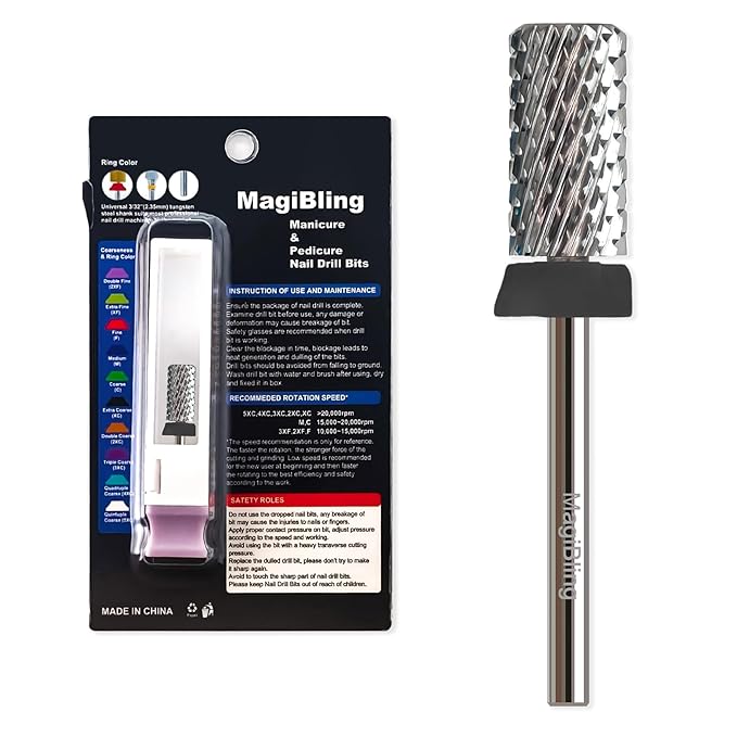 Super Cut Large Barrel Nail Drill Bits for Professional Users, 3/32'' Tungsten Carbide Bits, Upward Deep Cut for Removing Hard Gel Fast, Right Hand Use, Manicure Cuticle Gel Polishing, Extra Coarse.
