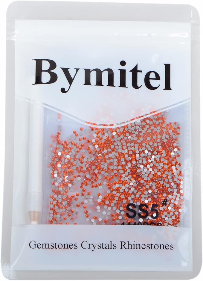 2880PCS Art Nail Rhinestones Non Hotfix Glue Fix Round Crystals Glass Flatback for DIY Jewelry Making with one Picking Pen (ss5 2880pcs, Siam)