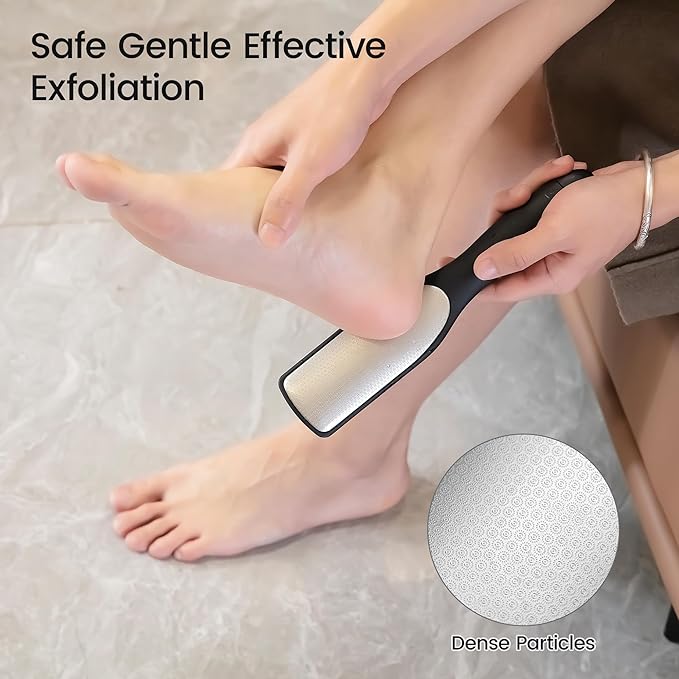 YTD likomey Coarse Fine Double Sided Foot File,Super Durable Stainless Steels Foot Scrubber,for Wet or Dry Feet Callus Dead Skin Hard Skin Pedicure Remover Tool with Built-in Mini File
