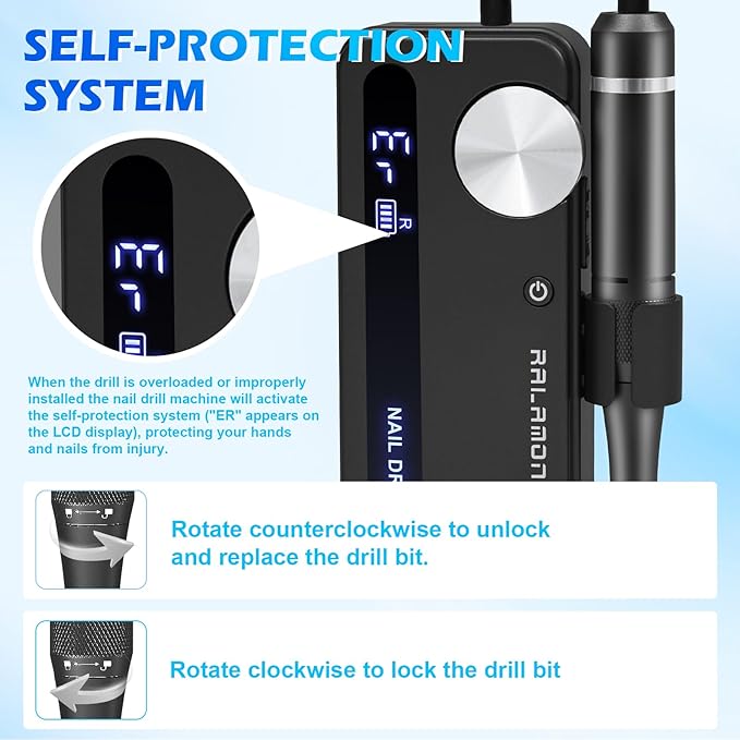 35000RPM Nail Filer Electric Nail Drill, Professional Cordless Machine, Portable Rechargeable Nail Drill, Drill Nails Tool for Manicure Pedicure Salon and Home Use (Black)