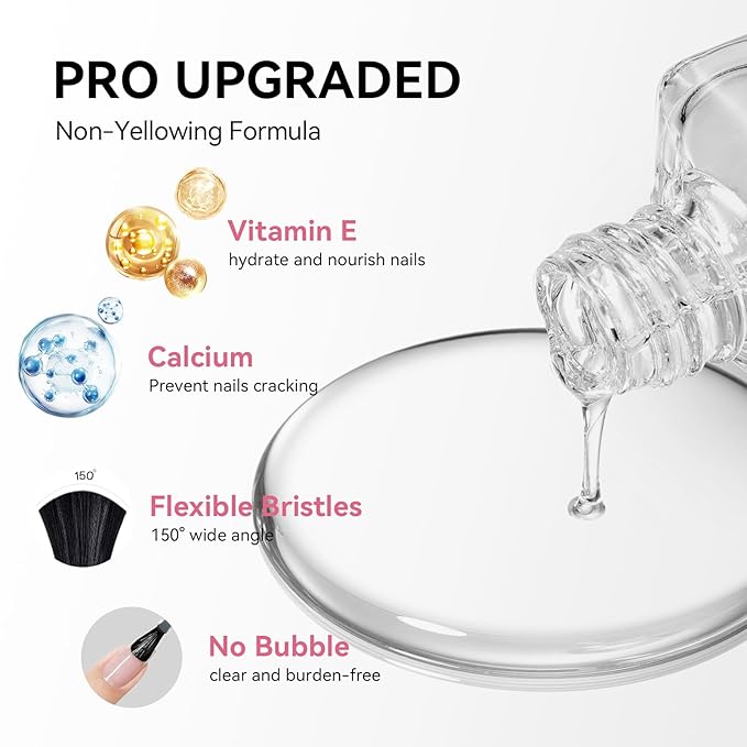 2Pcs Top Coat for Nail Polish, Quick Air Dry Clear Regular Nail Polishes High Shine Finish Long-Lasting Color Protection No Chip Vegan Hema-free Non-gel Salon Nail Art Gift for Women