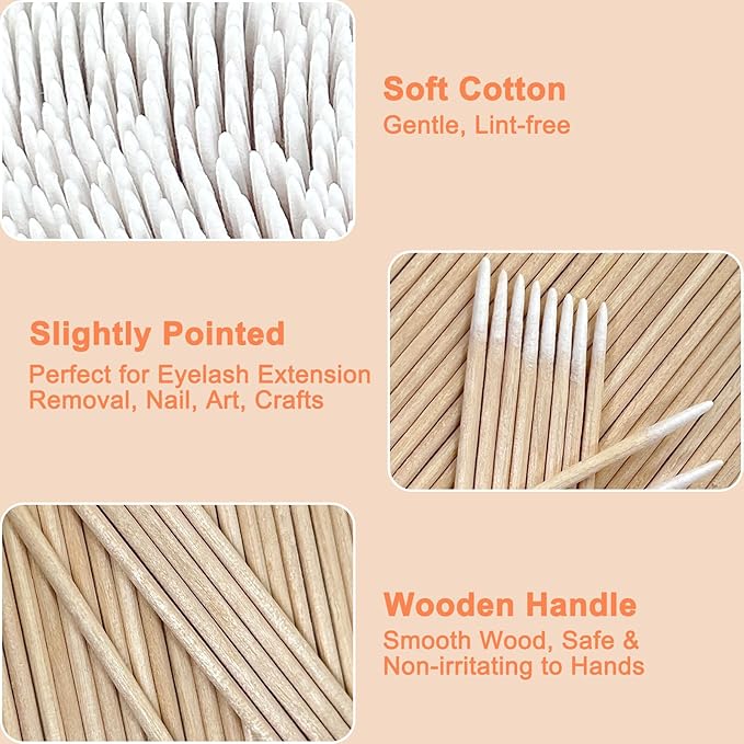 600 Pcs Double Pointed Cotton Swabs for Nails, 4 Inch Lint Free Microblading Cotton Swab for Makeup, Nail Polish Clean Up Tool, for Beauty, Precision Makeup and Craft Applicators