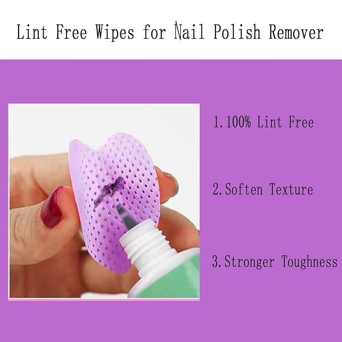 1000 PCS Nail Wipes, Lint Free Nail Polish Remover Wipes for Lash Extension, No Lint Eyelash Extension Glue Wipes, Absorbable Eyelash Extension Glue Cleaning Wipe for Gel Nail Polish Remover, Purple