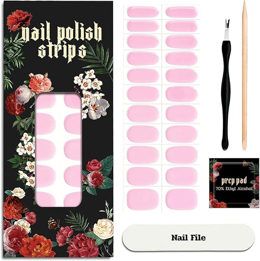 Nail Polish Strips - 22 Pcs Salon Quality Gel Nail Stickers - Long Lasting Wraps (Rose Pale Pink)