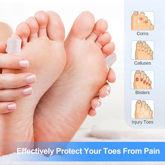 24 Pcs Silicone Toe Protectors, Open Pinky Toe Sleeves, Gel Toe Cushions Toe Covers for Corn, Blisters, Hammer Toes, Calluses, Bunion, Toenails Loss and Friction Pain Relief