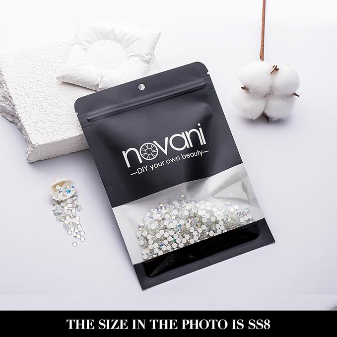 Novani 3000 Pieces Flatback Rhinestones Glass Round Gems F-White Crystals for Nail Art DIY Crafts Clothes Shoes,SS20,4.6-4.8mm