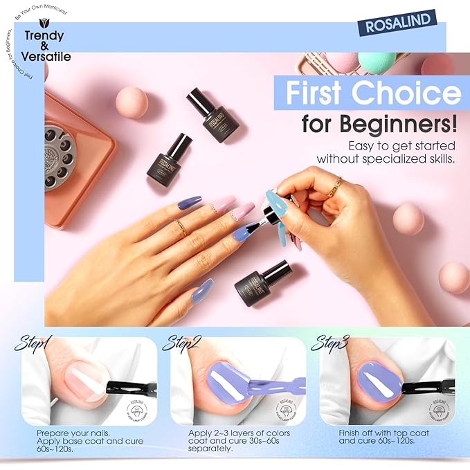 ROSALIND Blue Gel Nail Polish Set, 12 Colors Blue Shades Gel Polish Soak Off Aquarius Winter Gel Polish Set for Nail Art Gift
