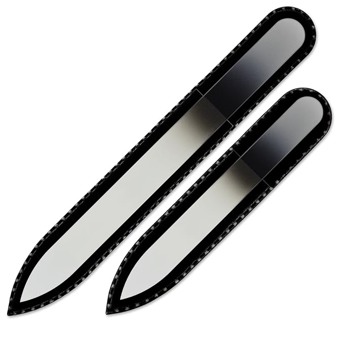 Mont Bleu Set of 2 Color Glass Nail Files - Handmade - Genuine Czech Tempered Glass - Manicure Nail Care - Beauty Nail File