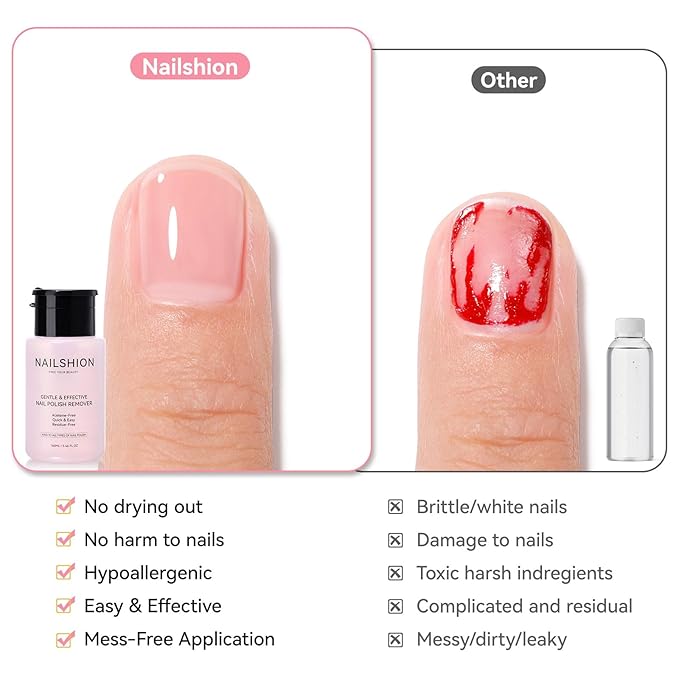 Non-acetone Nail Polish Remover, Cherry Blossom Scent, 3-5s Quick Remove Air Dry Nail Polish, VE Nourish No Drying Out, Refillable One-handed Pump Dispenser, 5.46 Fl oz